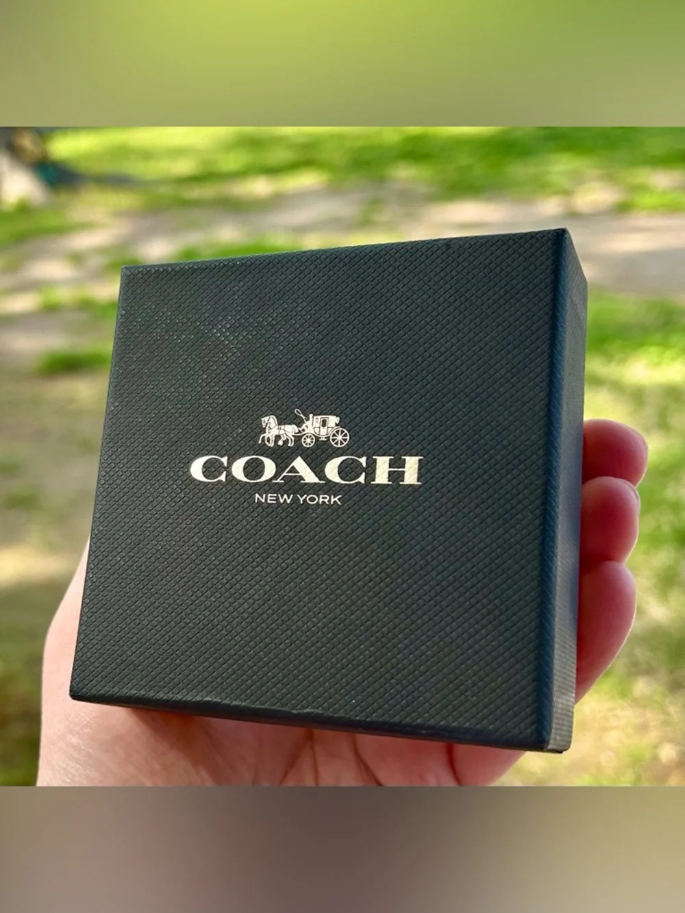 Coach New York Gold Signature C Double Drop Earrings NWT and Coach Gift Box - Picture 6 of 7